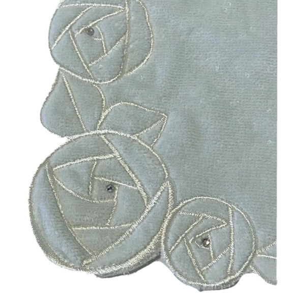 Asian Sequin Limited Edition Ice Blue Floral Design 100% Cotton Padded New - Picture 4 of 9